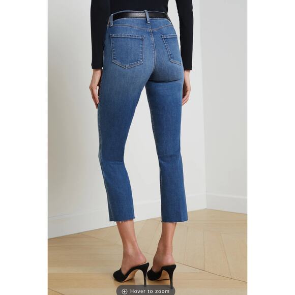 NWT L'AGENCE Sada Slim Leg Cropped Jeans Sz 25 Dark Wash Casual Luxe‎ Parisian - Picture 2 of 9